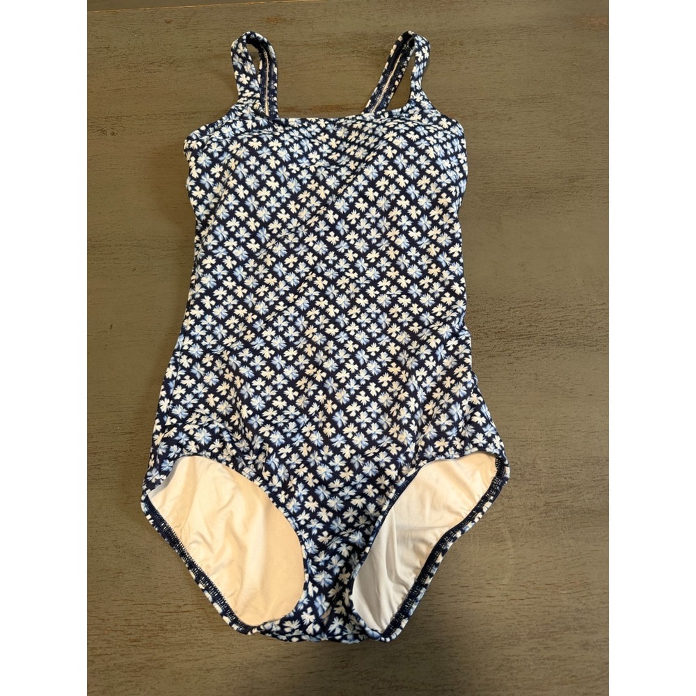 blue LANDS END  one piece swimsuit size 6D 6 D
